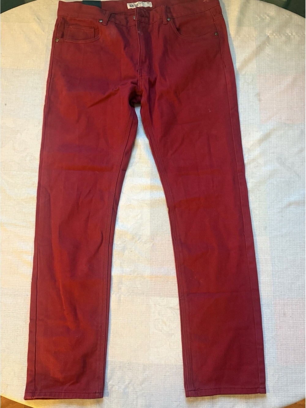 GS115 Vintage Original Brand Red Jeans Men’s Size 36 Straight Leg 100% Cotton—1